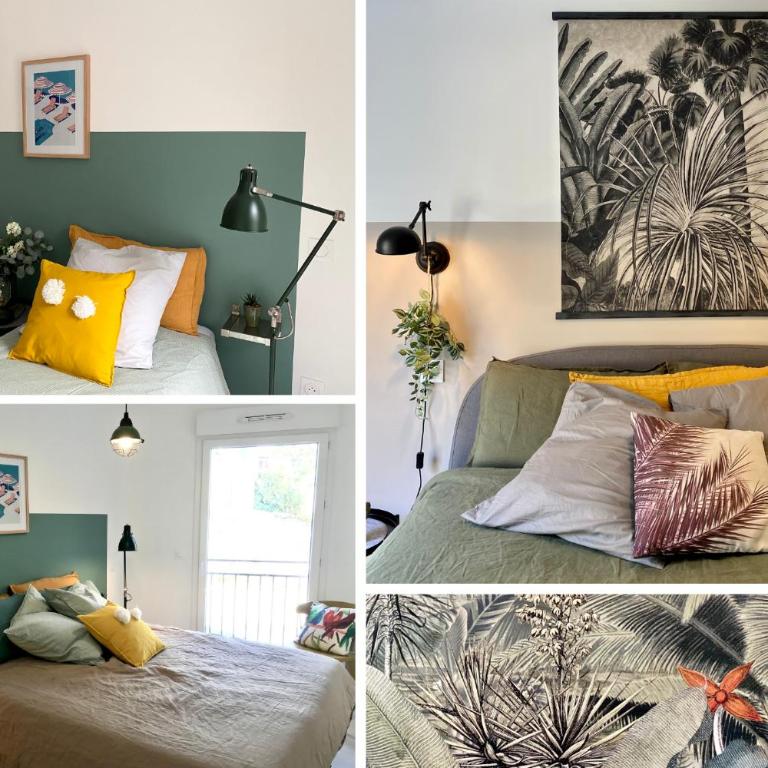 NOUVEAU - Jungle Montpeul - Clim - Wifi fibre - Netflix - 5' du centre et gare - Parking - Loggia - 15' des plages - Two-Bedroom Apartment - 9