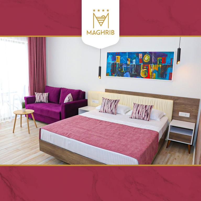 Maghrib Hotel - Dvokrevetna Soba sa Bračnim Krevetom sa Balkonom i Pogledom na More - 7