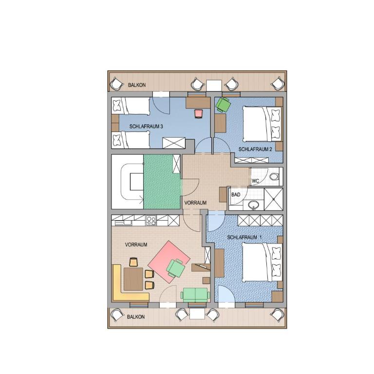Appartement Scheibling - Apartment mit 3 Schlafzimmern und Balkon - 12