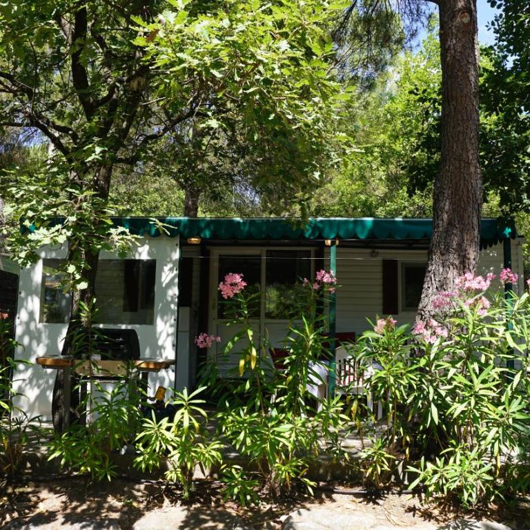 Chalets with kitchen outside at Camping Leï Suves - JoyCasa - Chalet Supérieur - 9