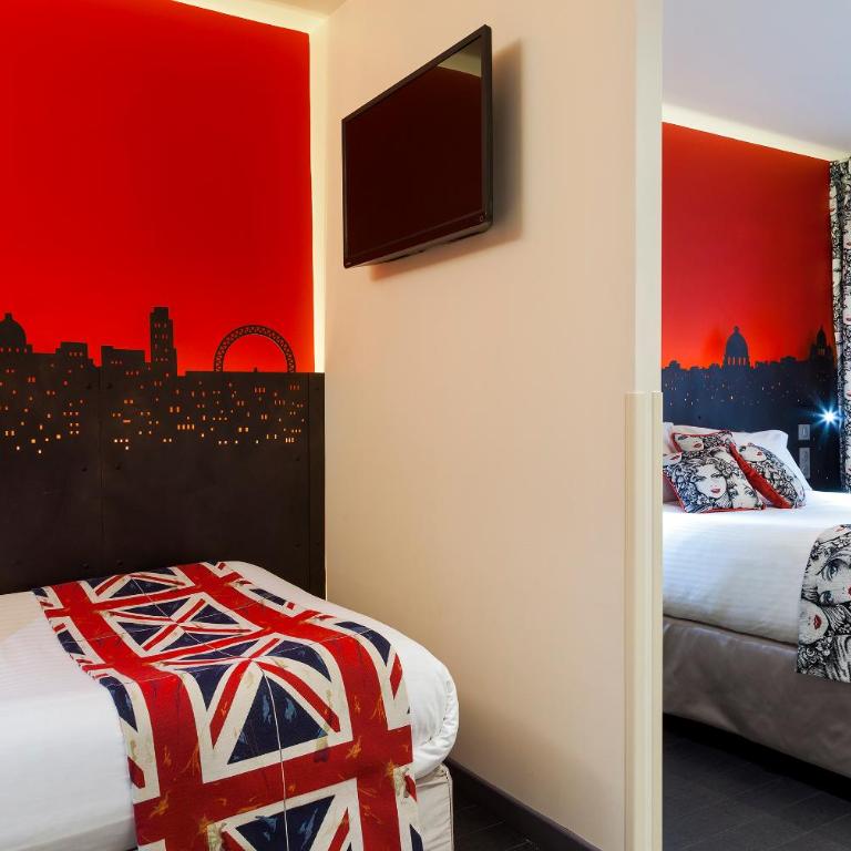 Hôtel Aurore Paris Gare de Lyon - Chambre Familiale avec 1 Lit Queen-Size, 1 Lit Double et 1 Lit d'Appoint - 6