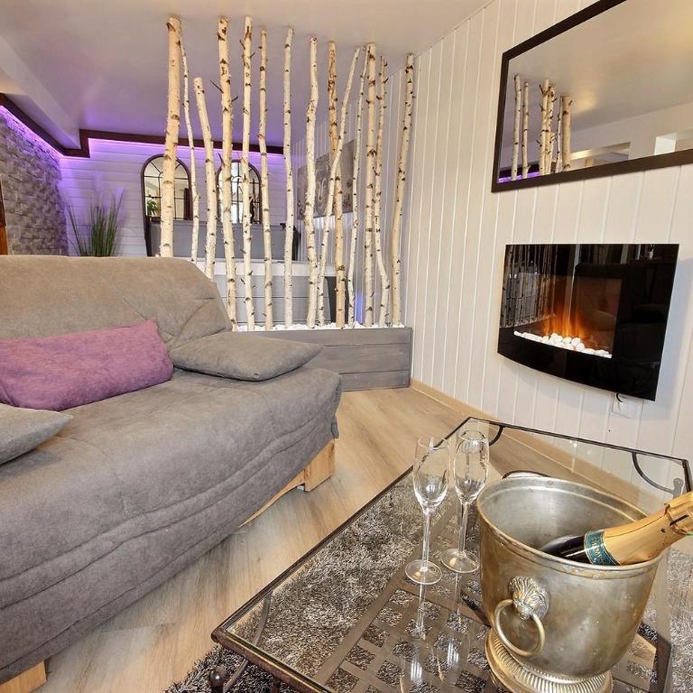 Les Balcons du Molliebon - Chambre Lit Queen-Size avec Baignoire Spa - 16
