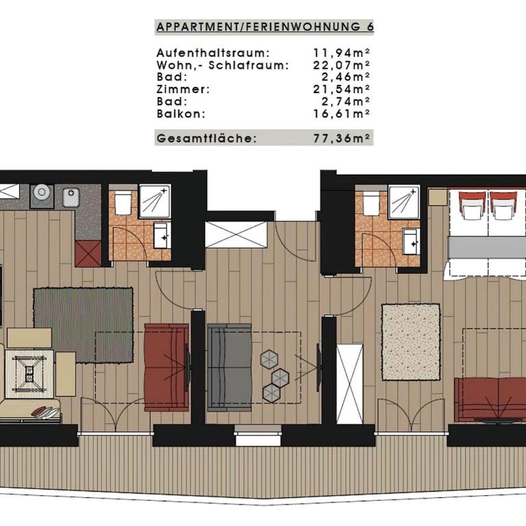 Alpenresidenz Fieberbrunn - Apartment mit 2 Schlafzimmern - 6