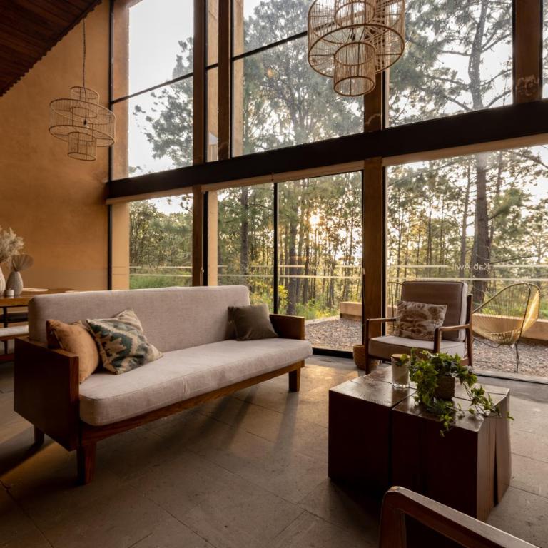 Cabaña de lujo con Tina y Fogatero Vistas al Bosque de Mazamitla - One-Bedroom Villa - 15
