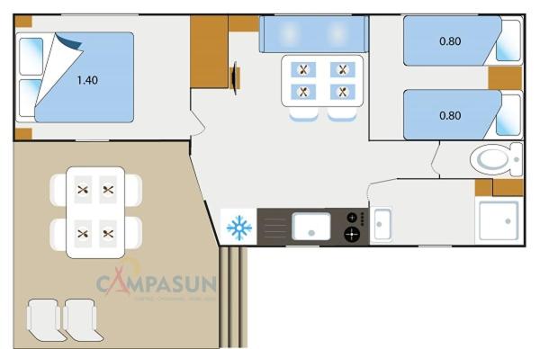 Camping Parc Mogador - Caraibe – 4 personnes, Tv, climatisation , terrasse couverte - 2