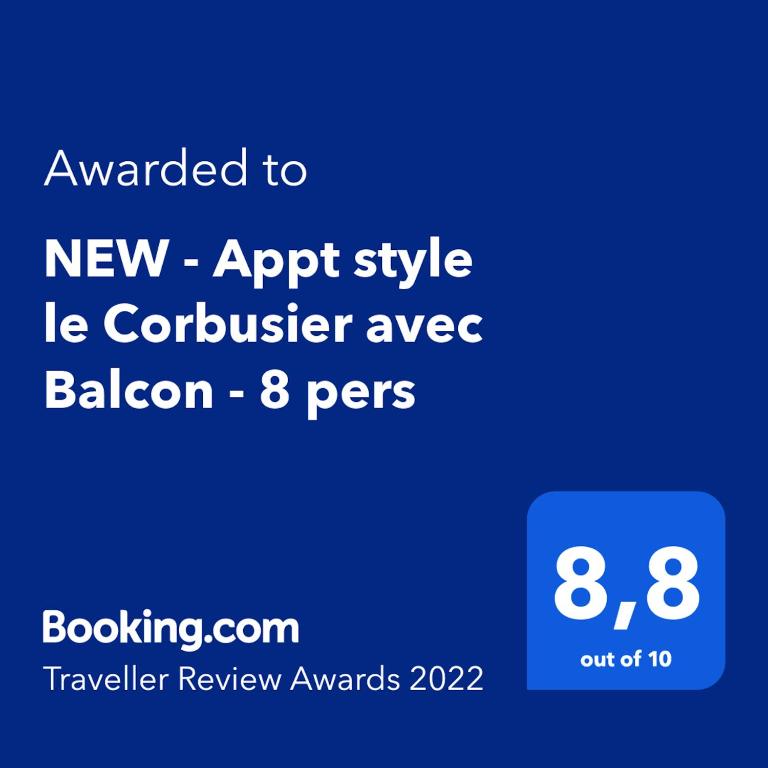 NEW - Appt style le Corbusier avec Balcon - 8 pers - Appartement 3 Chambres - 33