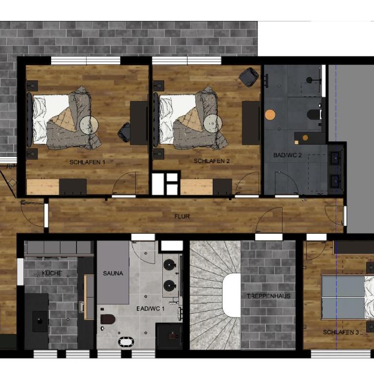 Ferienwohnung Reintal mit Sauna für 2-6 Personen 110 qm - Apartment mit 3 Schlafzimmern - 3