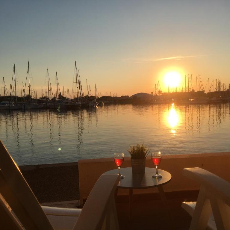 Studio - Les pieds dans l'eau agréable en toutes saisons 4 couchages - climatisation - parking privé - piscine sur mer - vue magnifique et rare - situation optimum - Les argonautes - Ile des pêcheurs - Cap d'Agde - One-Bedroom Apartment - 34