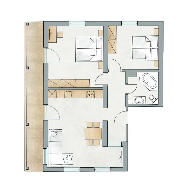 Pension Hofer - Appartamento con 2 Camere da Letto - 1