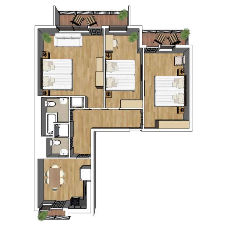 Flatista Homes - Hirschgarten - Apartment mit 3 Schlafzimmern - 2