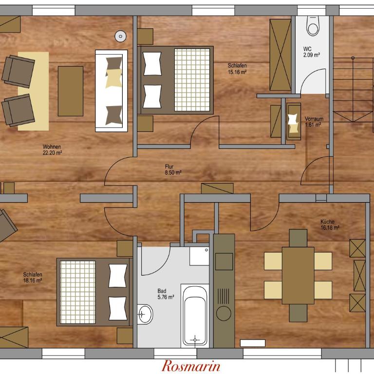 Der Landhof - Apartment mit 2 Schlafzimmern - Rosmarin - 5