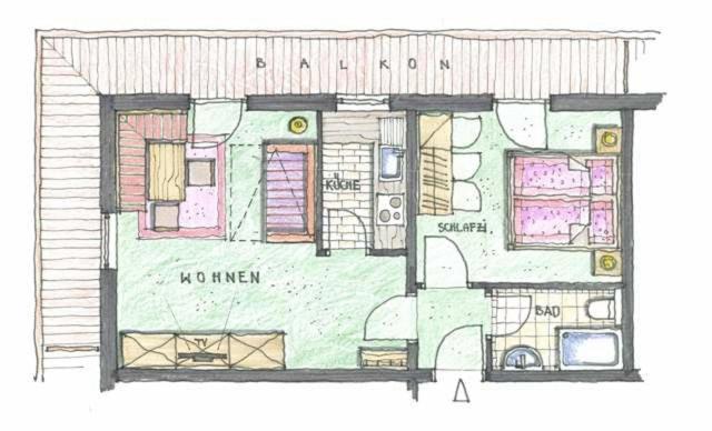 Pension Mühle - Superior Apartment mit 1 Schlafzimmer und Balkon - 4