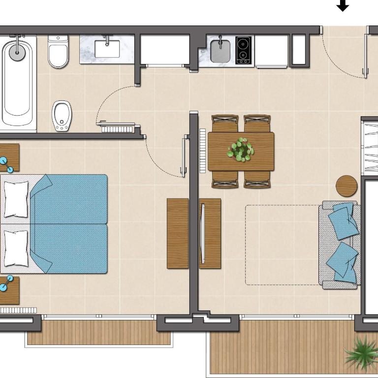 Apartaments Tropic - Apartamento de 1 dormitorio con vistas laterales al mar - 2 a 4 adultos - 10