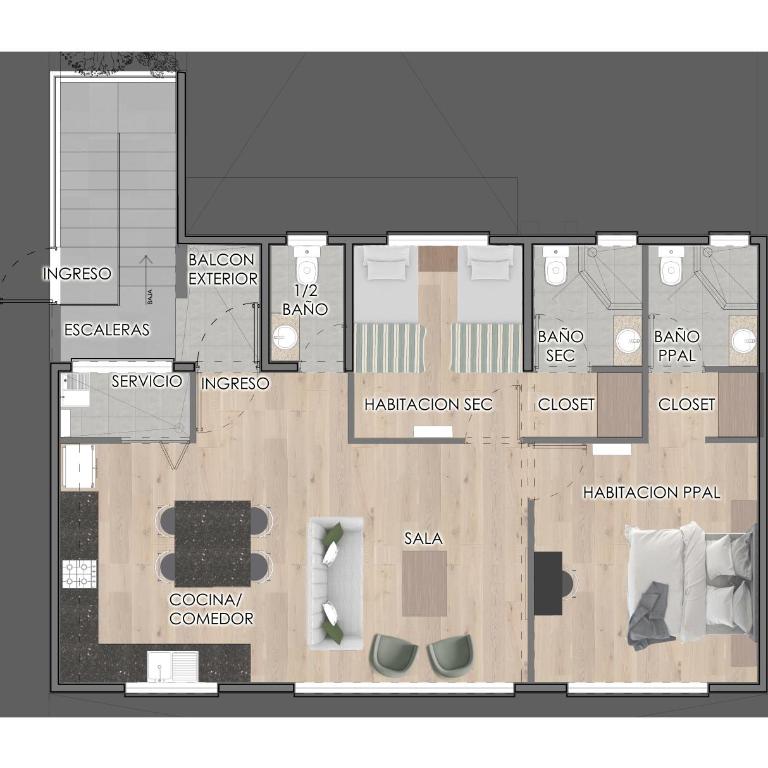 Departamento Loma-Bonita - Apartamento de 2 dormitorios - 24