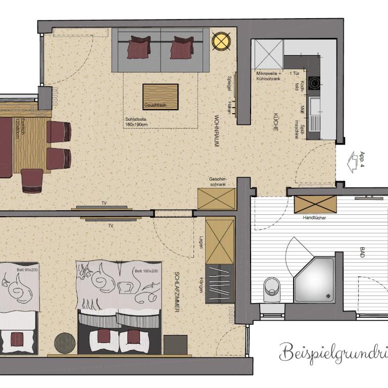 Aparthotel Bergland - Apartment mit 1 Schlafzimmer - 2