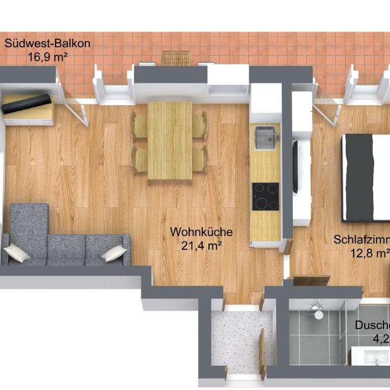 Ribisel Apartments für Familien - Alpentherme inklusive! - Apartment mit 1 Schlafzimmer und Dusche - 14