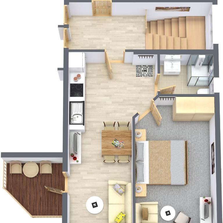 Appartement Gästehaus Bergkristall - Apartment mit 1 Schlafzimmer und Balkon - 6
