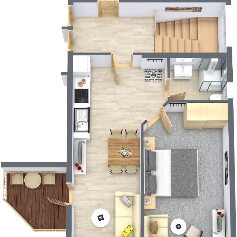 Appartement Gästehaus Bergkristall - Apartment mit 1 Schlafzimmer und Balkon - 3