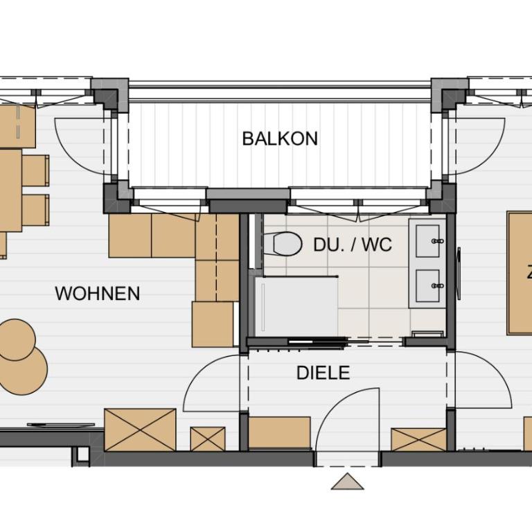 Portis Appartements - Appartamento con 1 Camera da Letto, Balcone e Vista Montagna - 4