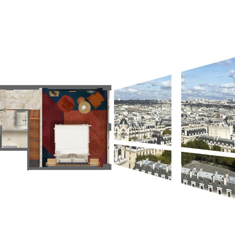 SO/ Paris Hotel - Zimmer Collection in der Dachetage — Blick auf die Dächer von Paris - 9