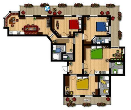 Sportpension Bergblick - Apartment mit 4 Schlafzimmern und einem Balkon - 1