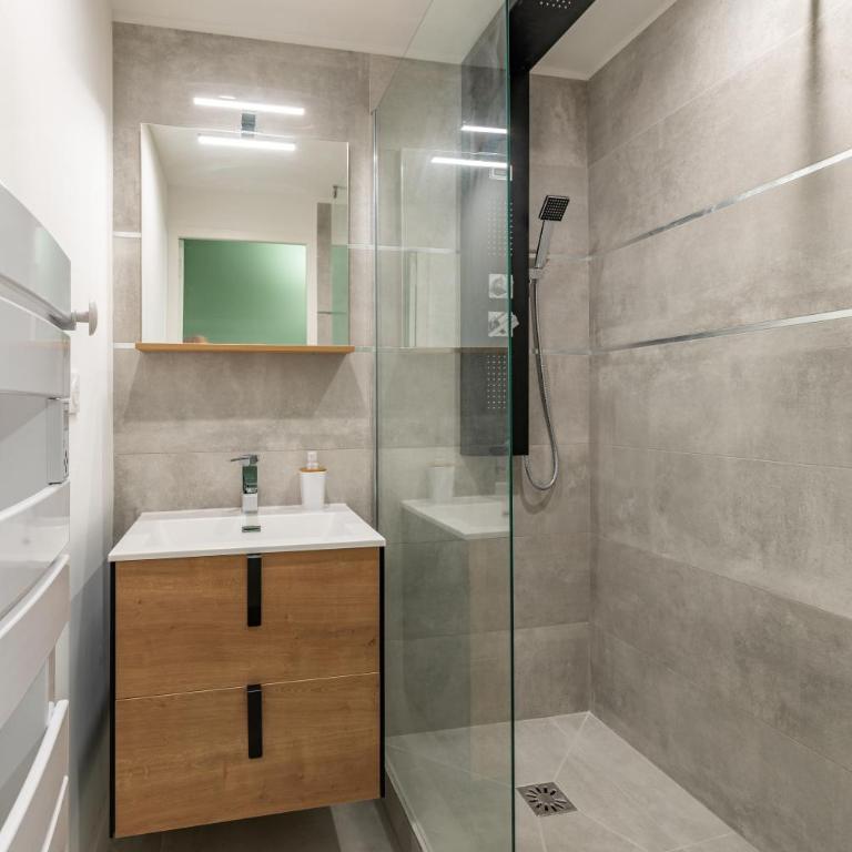 AMJA Proche clinique Saint-Roch apt 3 chambres 3 salles de bain parking gratuit idéal famille groupe coworking 10 min centre ville 10 min plage 5 min sortie autoroute - Three-Bedroom Apartment - 14