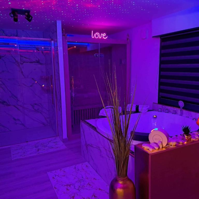 L'Aurore Love Room de prestige jacuzzi sauna piscine chauffée cuisine - Maison 1 Chambre - 56