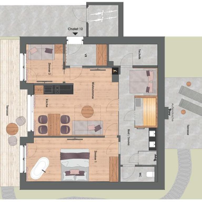 ZAGLGUT Premium Hotel & Chalets, Zell am See-Kaprun - Wellness & Infinity Pool, Air Conditioning, Panoramic Views & Summer Card Included - Chalet mit 2 Schlafzimmern, Sauna und Badewanne - 3