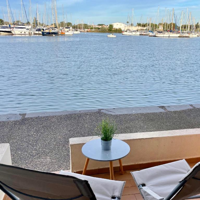 Studio - Les pieds dans l'eau agréable en toutes saisons 4 couchages - climatisation - parking privé - piscine sur mer - vue magnifique et rare - situation optimum - Les argonautes - Ile des pêcheurs - Cap d'Agde - One-Bedroom Apartment - 13