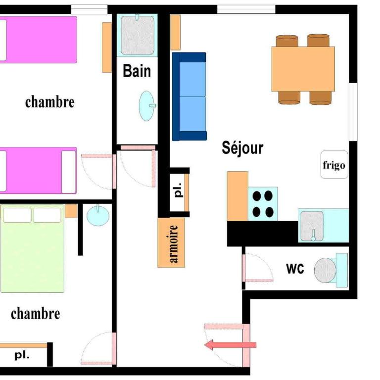 Appartement 5 personnes Val Cenis, 2 ch, draps fournis - FR-1-508-253 - Appartement - 6
