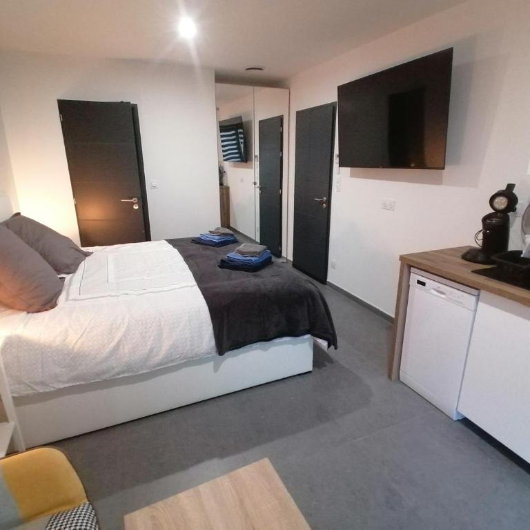 Studio BLEU, classé 3 étoiles, Clim, Wifi, Lave-linge, Lit King Size, au calme et à 1000m des plages de Valras Plage, pour 2 personnes max sans enfant, calmes ou séniors - Apartment mit 1 Schlafzimmer - 5