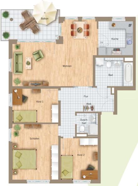 moderne 4 Zimmer -Wohnung I BBQ I Parkplatz - Apartment mit Gartenblick - 16
