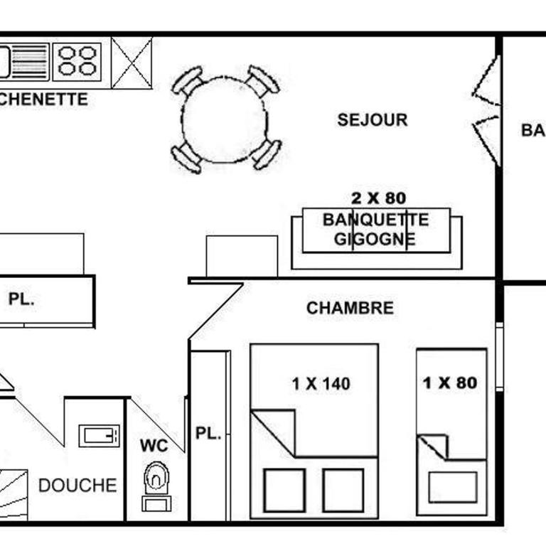 Appartement 2 Pièces 5 Pers. aux Saisies avec Balcon Sud - Appartement 1 Chambre - 3