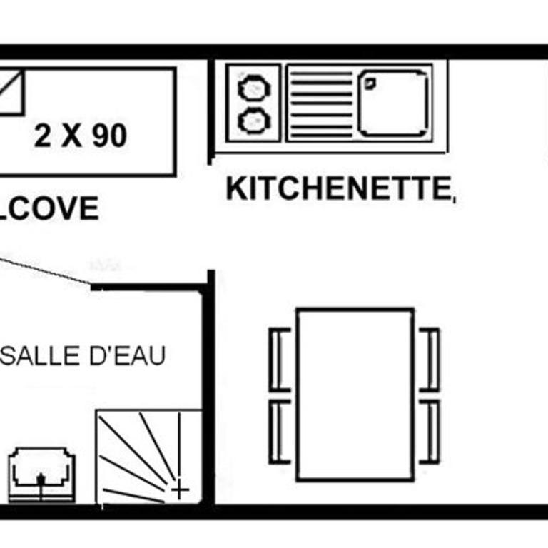 Studio cabine 4 pers, balcon, centre Les Saisies - Appartement 1 Chambre - 4