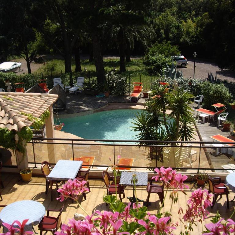 Hôtel Les Palmiers - Chambre Double avec Terrasse & Vue sur Piscine - 6