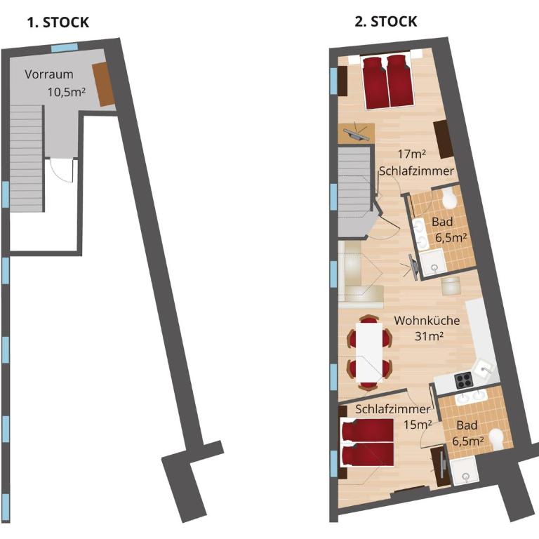 Apartments Altstadtflair - Apartment mit 2 Schlafzimmern - 5