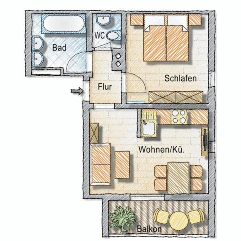 Apartmenthaus Steiner - Apartment mit 1 Schlafzimmer - 1