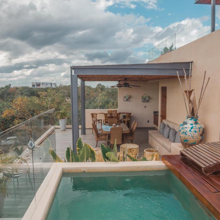 Stylish & Luxury Penthouse & Apartment, Private Pool, Private Hot Tub, Terrace and Roof Top at Tulum Jungle - Apartamento - 55