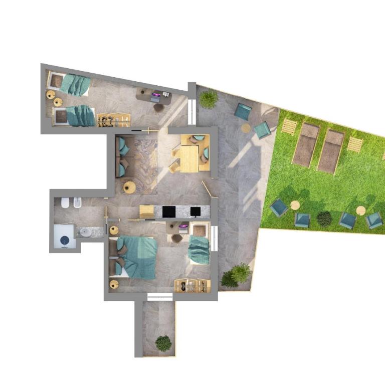Dolomites Chalet Wolf - Deluxe-Apartment mit 2 Schlafzimmern und Gartenblick - 4