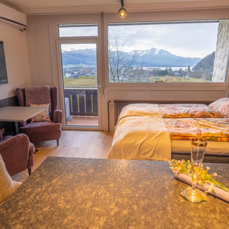 Wolfgangsee Appartements - Panorama Blick, Parkplatz, Balkon - Studio with Lake View - 13