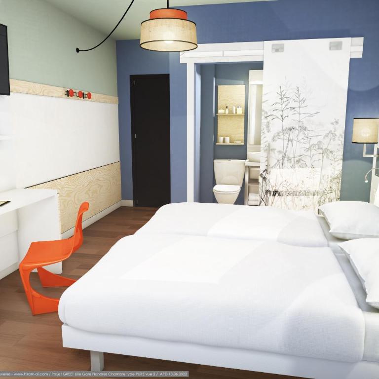 greet hotel Lille Gare Flandres - Groupe Accor - Chambre Pop avec 2 Lits Simples (ou Lit King-Size) - 3