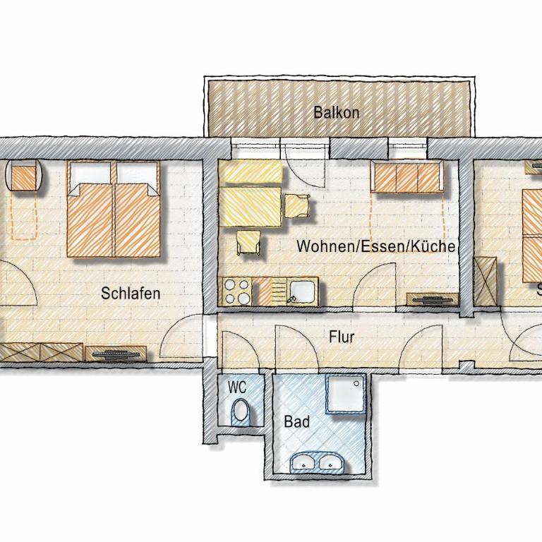 Posers Bergwelt B&B - Apartment mit 2 Schlafzimmern und Balkon - 7