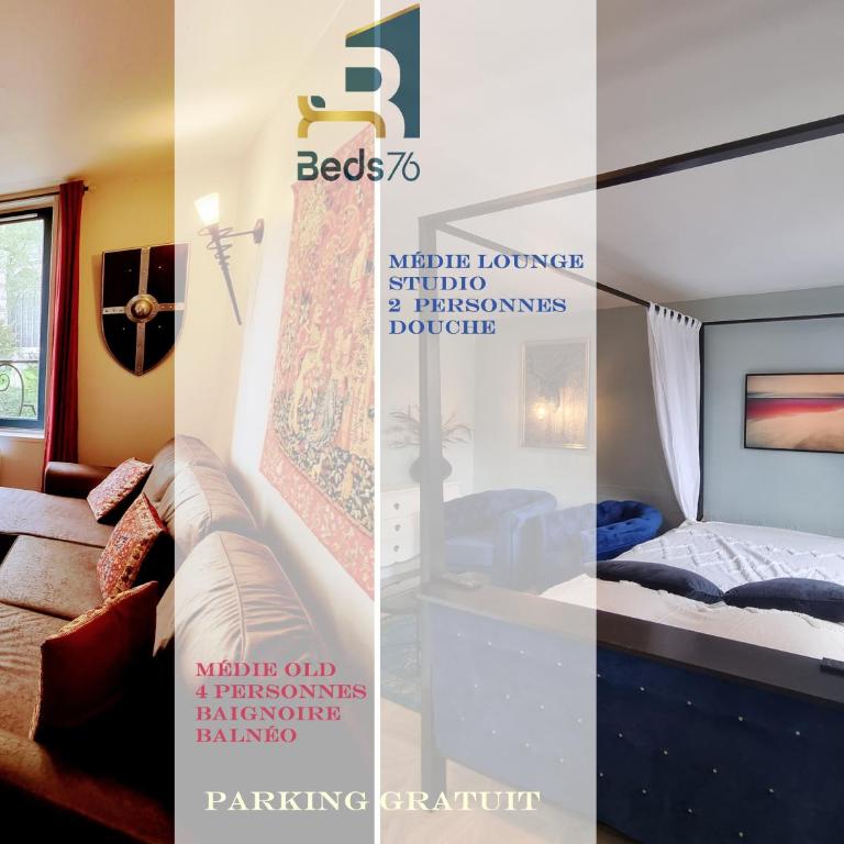 2 Appt MédiéLounge ou MédiéOld, Parking Vue magnifique par Beds76 - Studio Lit Queen-Size de Luxe - 1