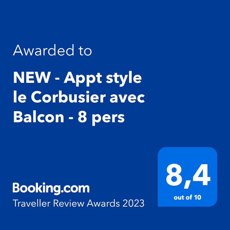 NEW - Appt style le Corbusier avec Balcon - 8 pers - Appartement 3 Chambres - 34