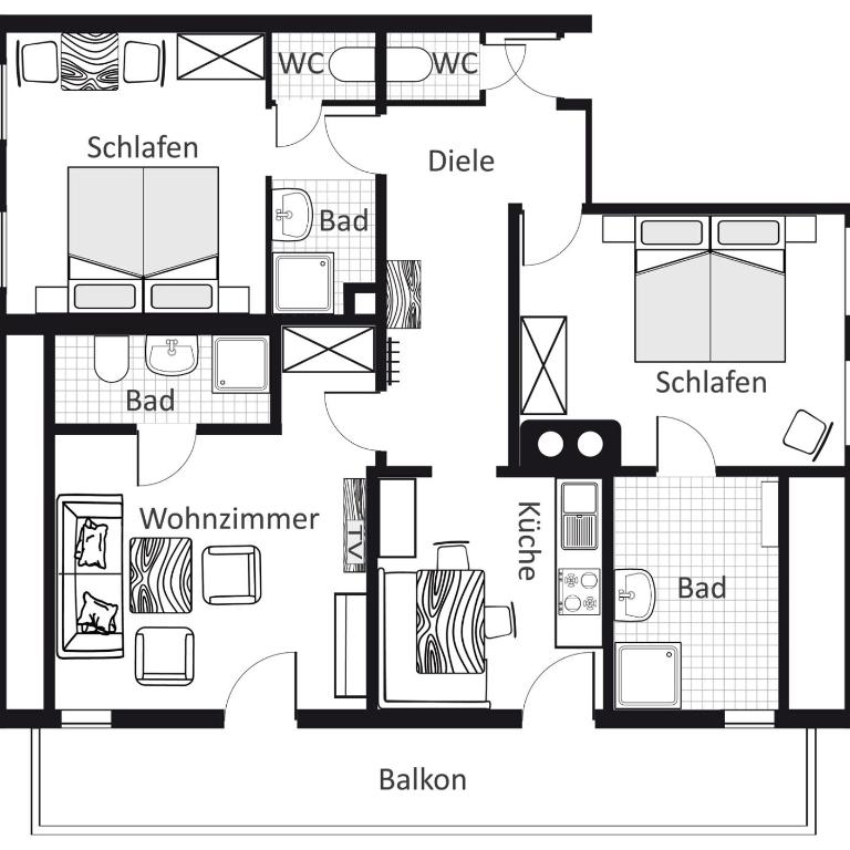 Gschwenderhaus Ferienwohnungen - Superior Apartment mit 2 Schlafzimmern und Balkon - 12