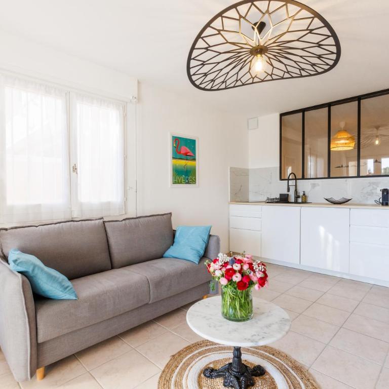 Appartement avec jardin, clim & piscine - Proche plages et randos, parking privé - La Girelle - Apartment mit 1 Schlafzimmer - 10