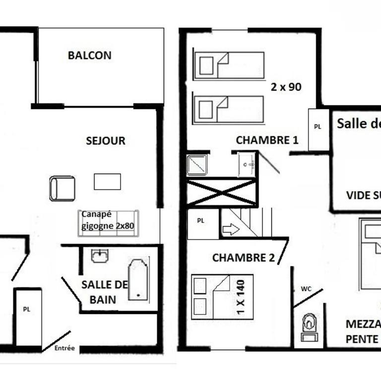 Appartement 4 pièces Mezzanine Les Saisies 10 pers - Apartment mit 3 Schlafzimmern - 5