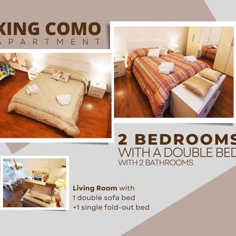 King Como Lake Center 9 posti letto- Grande Terrazza - 2 bagni privati - Appartamento con 2 Camere da Letto - 10
