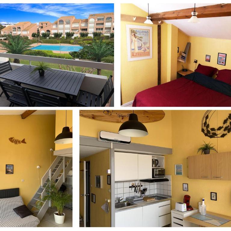 Appt T2 climatisé, climatisation neuve cette année!, Piscine, la Plage à 130m! Parking privé clos, Lave-linge, Lave-vaisselle, Draps, Linge et Ménage inclus! - Appartement 1 Chambre - 4