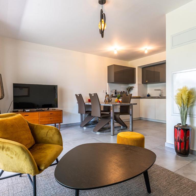 Appartement climatisé les pieds dans l'eau pour 6 personnes avec 1 suite parentale, 1 chambre double et 1 mini chambre Piscine sur le toit clim garage - Appartement 3 Chambres - 9